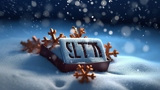冰冻仙境雪域幸福的 3D 插图