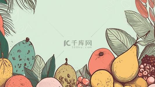 柠檬水果插画背景图片_水果卡通边框