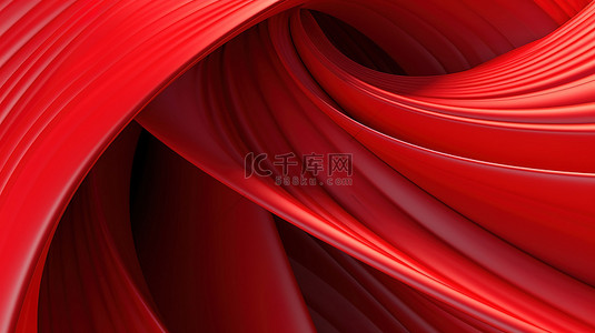 深红色卷曲形式艺术表现三维渲染
