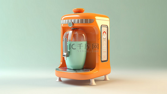 不不不不不不背景图片_3D 渲染老式厨房用具复古冷饮机的侧视图