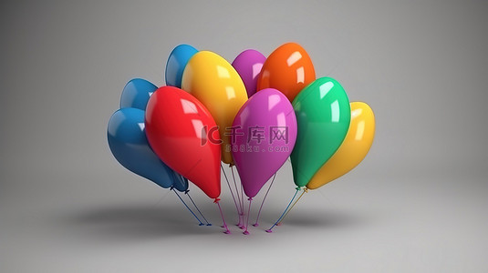 世纪情缘背景图片_3d 插图中的彩色 19 世纪气球非常适合灰色背景下的儿童商店销售