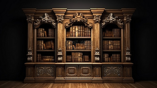传统图书馆柜的 3d 渲染