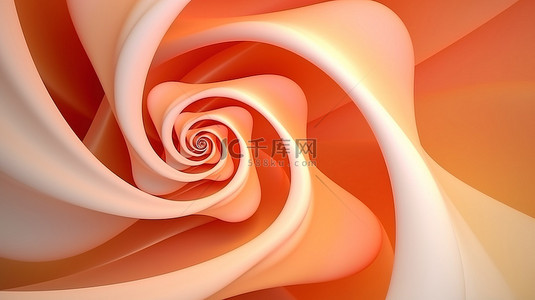 抽象背景带有杏色渐变的螺旋 3d 花