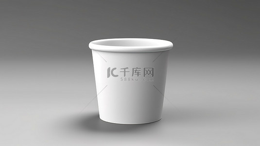 空的圆形纸杯简单的白色食品容器3d模型