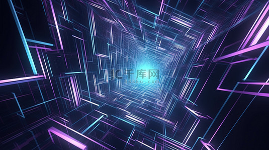 赛博朋克渐变背景图片_cyberpunk 概念以 3d 渲染的紫色和蓝色充满活力的几何背景