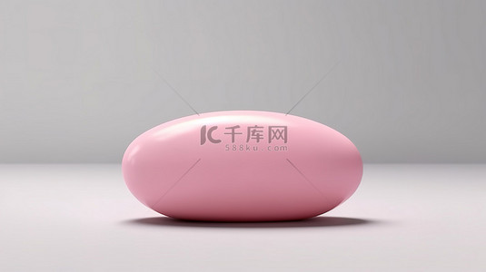 化妆品粉色水背景图片_用于化妆品的孤立粉色椭圆形肥皂模型的 3D 渲染