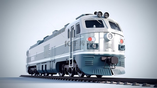 卡通火车轨道背景图片_当代灰色柴油火车机车的 3d 渲染
