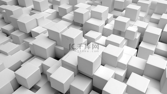 白色抽象块的三维渲染
