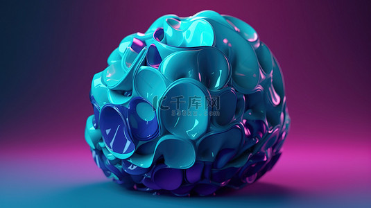波形状背景图片_使用蓝色和洋红色的 3D 波和球体变形几何形状