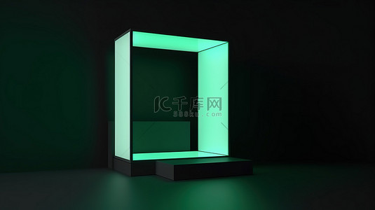 房间号导向牌背景图片_模型背景上具有充足复制空间的方形灯箱的 3D 渲染