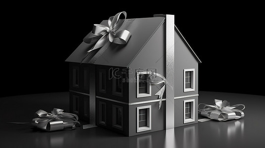 礼品盒 3d 渲染中的房地产概念房