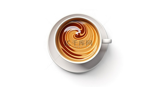 白色背景上咖啡杯的 3d 渲染