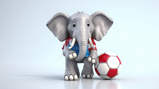 立着的牌子背景图片_可爱的 3D 大象杂耍足球并举着空白牌子