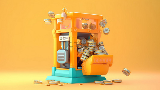 具有印度卢比货币和机器人功能的玩具爪起重机机的概念 3D 插图