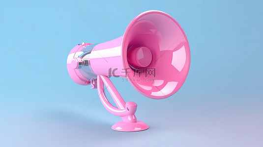 警背景图片_粉红色背景 3D 渲染双色调蓝色气喇叭，有足够的空间进行定制设计