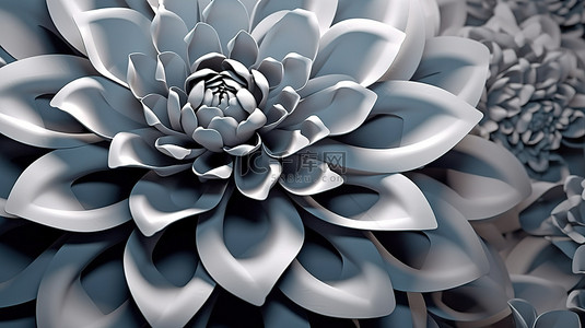 具有渐变金属灰色 3D 螺旋花的抽象背景