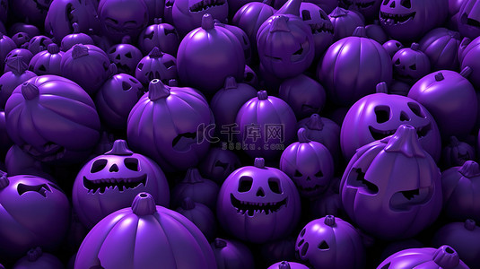 主题紫色背景图片_以 3d 呈现的万圣节主题紫色卡通图案