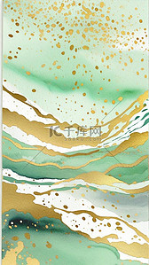 水彩渐变素材背景图片_春天绿色鎏金抽象水彩晕染金线纹理5素材