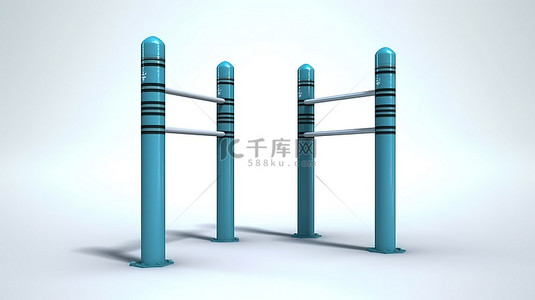 足球门柱的 3D 插图，带有与橄榄球柱隔离的蓝色填充
