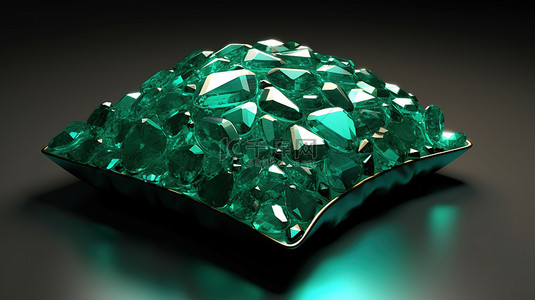 缓冲祖母绿宝石的数字 3D 渲染