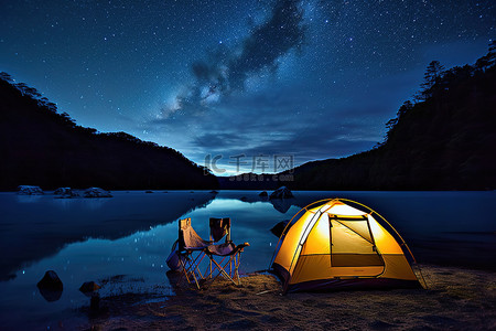 河冰背景图片_星空和夜晚的帐篷