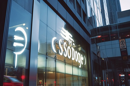 j字母logo背景图片_位于路灯和一些高楼旁边的企业名称