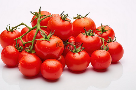 新鲜西红柿背景图片_白色表面上的西红柿
