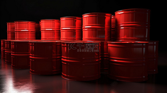 3d 插图中的红色金属工业桶