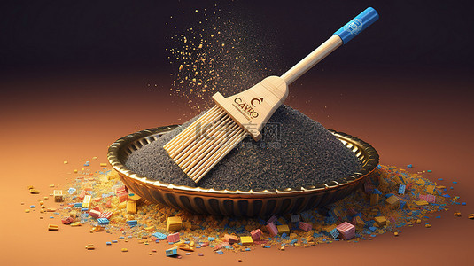 广告合同背景图片_用扫帚和簸箕整理卡尔达诺加密货币的 3D 插图