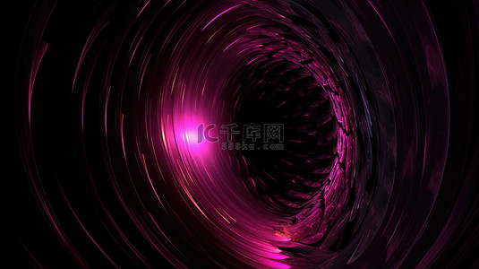 黑色和粉红色 3d 渲染门户中充满活力的圆形分形