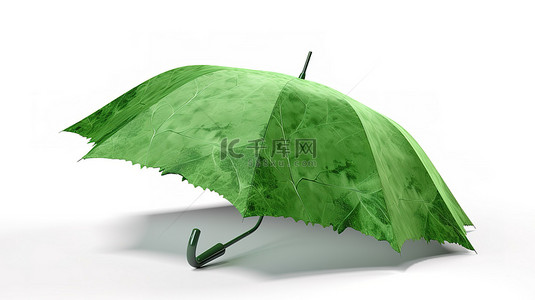 环境保护插画背景图片_白色背景上由伞隔离 3D 渲染保护的绿色星球