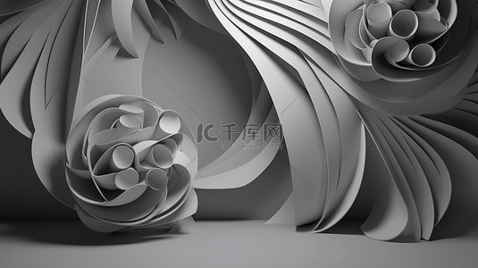洞海报背景图片_剪纸艺术 3D 渲染纹理背景上海报模板的抽象灰色设计