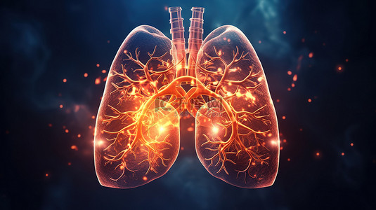 心脏日背景图片_肺部疾病概念 3d 渲染代表重要身体器官的心脏和肺部