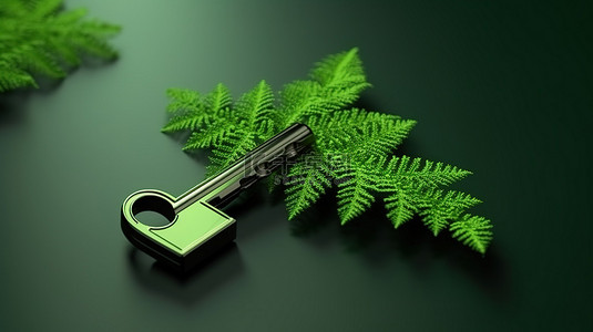 森林形状的孤立绿色钥匙环境日的 3D 符号