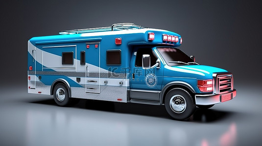 具有逼真功能的医疗图标救护车 3D 渲染