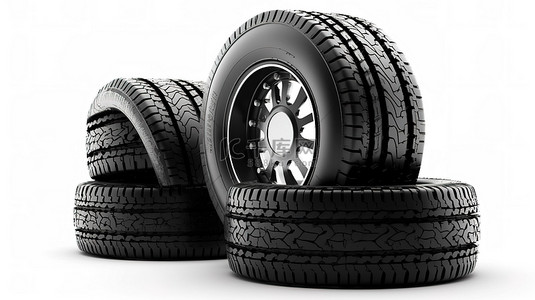 轮胎背景图片_在干净的白色背景上呈现的 3d 卡车轮胎