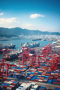 首尔岛附近的大型货运港口