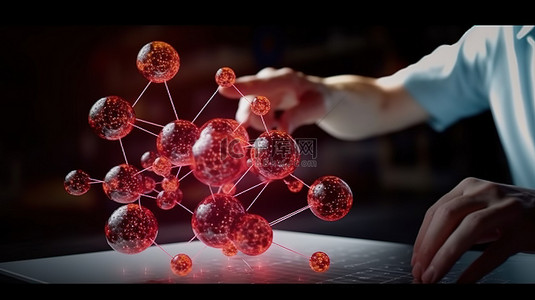 基因医疗科技背景图片_平面设计师使用的现代分子结构的 3D 渲染