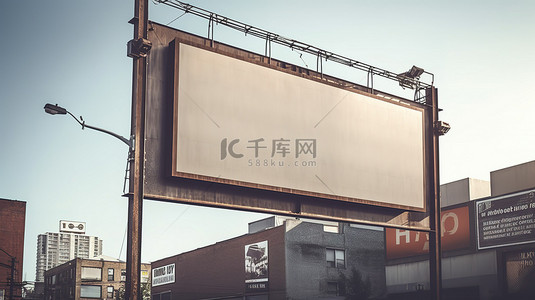 金属灰色广告牌海报广告的 3D 插图