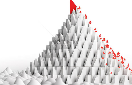 矢量一箭穿心背景图片_白色块支撑着一座高高的纸塔，顶部透明背景上带有白色箭头
