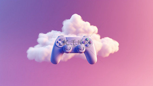 云中的 3D 游戏手柄在线游戏概念的视觉表示