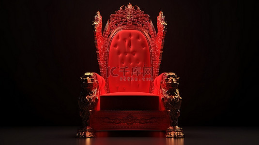 vip 概念 3d 渲染一个豪华的红色皇家宝座