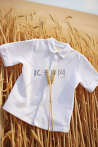 晾衣绳上的小麦旁边挂着一件白衬衫