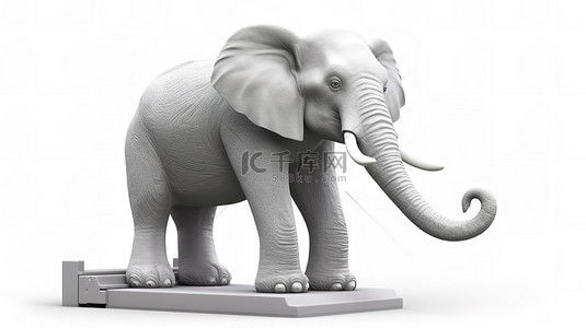 大象图腾背景图片_现实的 3D 大象施普林格游乐场为孩子们提供孤立的白色背景