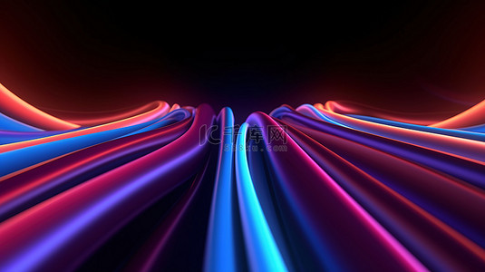 光圈模糊散影背景图片_抽象霓虹灯线作为充满活力的背景的 3D 渲染