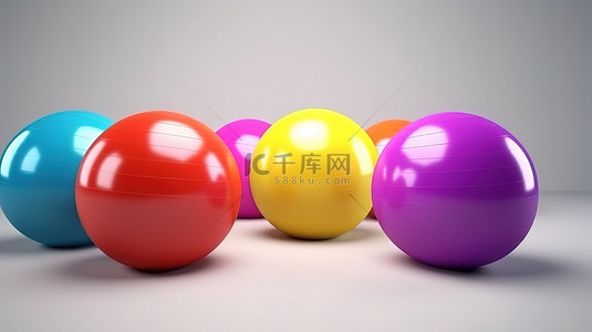 3d 渲染中的多个大小充满活力的健身球
