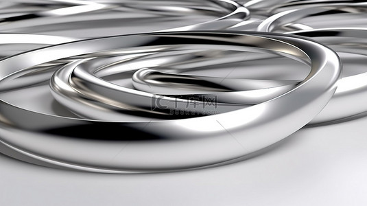 灰色几何纹理背景图片_3d 渲染的时尚简约金属抽象发光白色圆圈