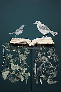 一本书照片背景图片_一本书的封面上画着鸟免费高分辨率照片图像 n5bddm