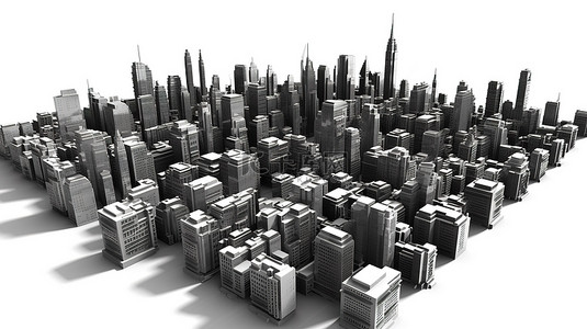 红白色现代背景图片_黑色色调现代大都市与白色背景 3D 渲染的交叉