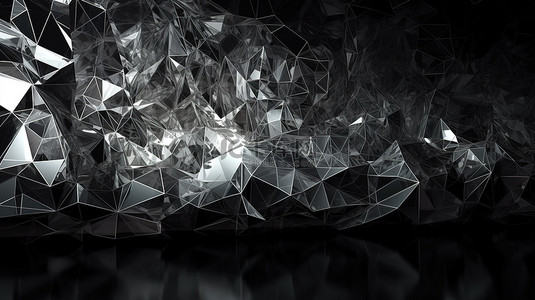 网格元素背景图片_玻璃 3d 渲染多边形网格上的抽象反射